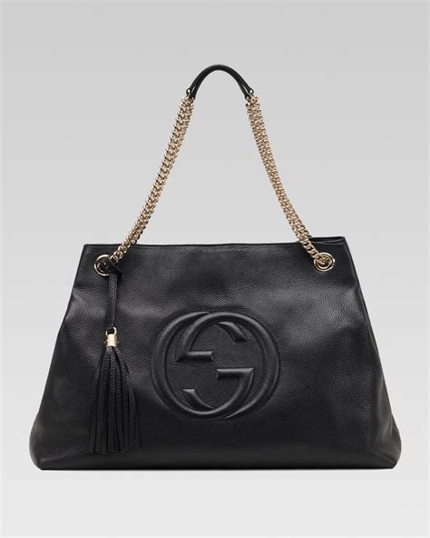 gucci soho large leather double chain strap shoulder bag black|Gucci soho bag aliexpress.